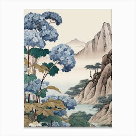 Ajisai Hydrangea 3 Japanese Botanical Illustration Canvas Print