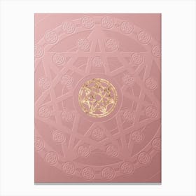 Geometric Gold Glyph on Circle Array in Pink Embossed Paper n.0016 Canvas Print