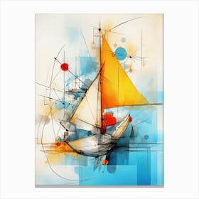 Sailboat 02 - Avant Garde Abstract Painting in Yellow, Red and Blue Color Palette in Modern Style Canvas Print