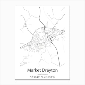 Market Drayton,United Kingdom Minimalist Map Canvas Print