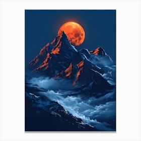 Full Moon Over Mountains Canvas Print