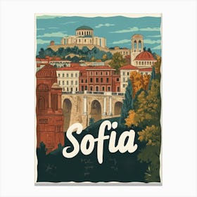 Aihrgdesign A Retro Travel Poster For Sofia 6 Canvas Print