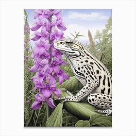 Leopard Frog Botanical Purple 2 Canvas Print
