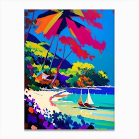 Koh Phangan Thailand Colourful Painting Tropical Destination Canvas Print