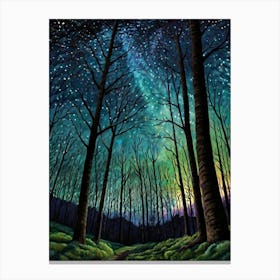 Starry Night In The Woods Canvas Print