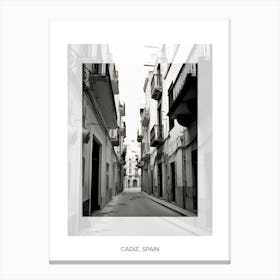 Poster Of Cadiz, Spain, Black And White Old Photo 2 Canvas Print