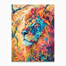 Transvaal Lion Lion In Different Seasons Fauvist Painting 6 Canvas Print