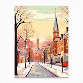 Vintage Winter Travel Illustration Glasgow United Kingdom 1 Canvas Print