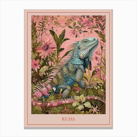 Floral Animal Painting Iguana 2 Poster Canvas Print
