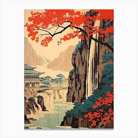 Nachi Falls, Japan Vintage Travel Art 2 Canvas Print