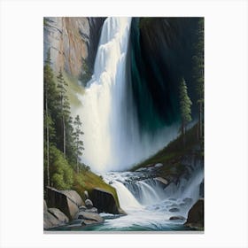 Stalheimskleiva Waterfall, Norway Peaceful Oil Art  (2) Canvas Print