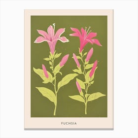Pink & Green Fuchsia 3 Flower Poster Canvas Print