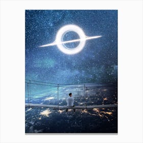 Black Hole Zen Man On Bridge Canvas Print