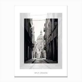 Poster Of Split, Croatia, Black And White Old Photo 3 Canvas Print