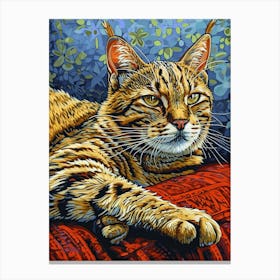 Bengal Cat Relief Illustration 3 Canvas Print