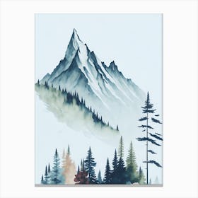 Mountain And Forest In Minimalist Watercolor Vertical Composition 187 Canvas Print