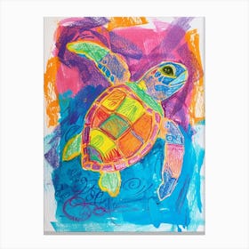 Abstract Sea Turtle Crayon Doodle 1 Canvas Print