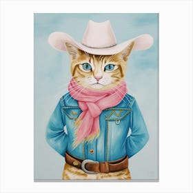 Cowboy Ginger Cat Quirky Western Print Pet Decor 3 Canvas Print