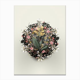 Vintage Water Canna Flower Wreath on Ivory White n.1767 Canvas Print
