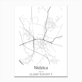 Nidzica,Poland Minimalist Map Canvas Print