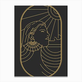 Art Deco Woman 3 Minimalist Black & Gold Canvas Print