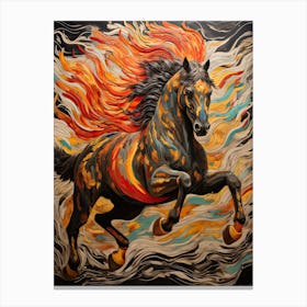 A Horse Painting In The Style Of Decalcomania 2 Canvas Print