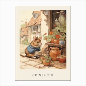 Beatrix Potter Inspired  Animal Watercolour Guinea Pig 2 Canvas Print
