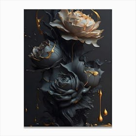 Black And Gold Roses 1 Canvas Print