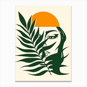 Woman With A Leaf Canvas Print