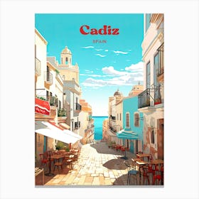 Cadiz Spain Summer Digital Travel Illustration Canvas Print