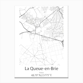 La Queue En Brie,France Minimalist Map Canvas Print