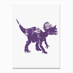 Purple Triceratops Dinosaur Silhouette Canvas Print