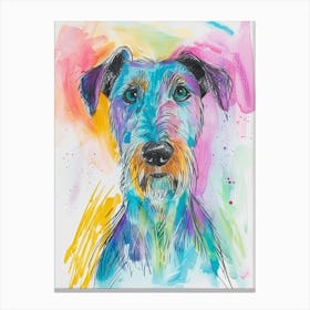 Pastel Wolfhound Rat Terrier Dog Pastel Line Illustration 4 Canvas Print