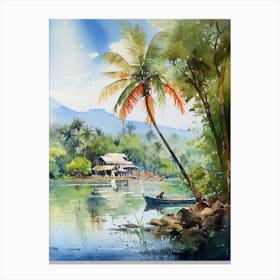Tirta Gangga Indonesia Watercolour Painting 2  Canvas Print