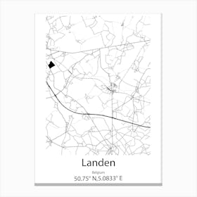 Landen,Belgium Minimalist Map Canvas Print