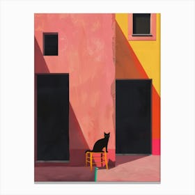 Cat In Front Of House 1 Canvas Print