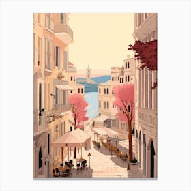 Split Croatia 1 Vintage Pink Travel Illustration Canvas Print