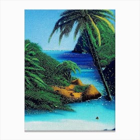 Seychelles Seychelles Pointillism Style Tropical Destination Canvas Print