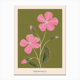 Pink & Green Periwinkle 2 Flower Poster Canvas Print