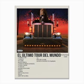 El Último Tour Del Mundo By Bad Bunny 2020 Poster 3 Canvas Print