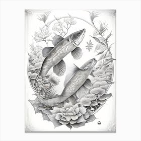 Kin Showa Koi Fish Haeckel Style Illustastration Canvas Print