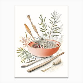 Butcher S Broom Spices And Herbs Pencil Illustration 3 Canvas Print