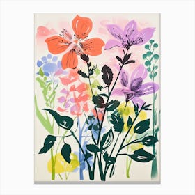 Colourful Flower Still Life Risograph Style 4 Canvas Print