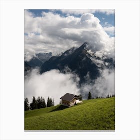 Swiss Alps hut in the clouds Canvas Print