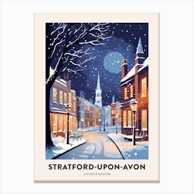 Winter Night  Travel Poster Stratford Upon Avon United Kingdom 3 Canvas Print