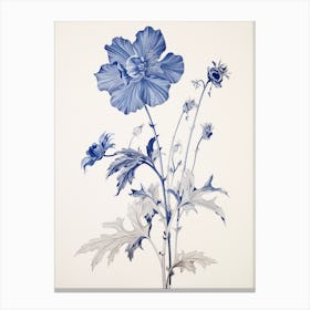 Blue Botanical Larkspur Canvas Print