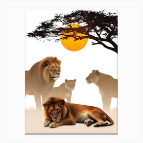 Lions Relax In The Sun Canvas Print