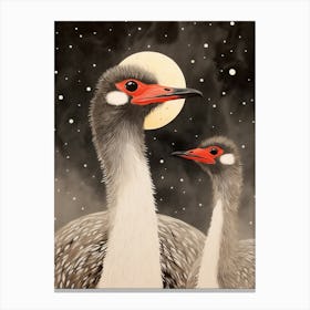 Bird Illustration Ostrich 2 Canvas Print