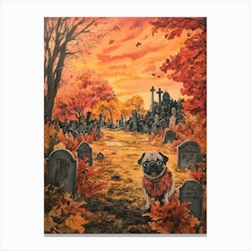 Halloween Pugs Watercolor 3 Canvas Print