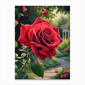 Red Rose In The Garden Canvas Print